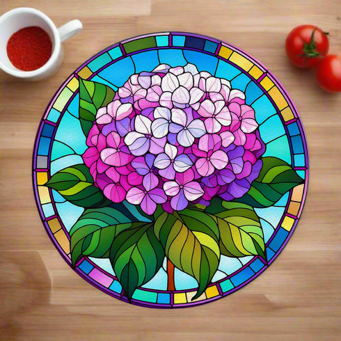 Hydrangea Circular Glass Suncatcher Worktop Saver